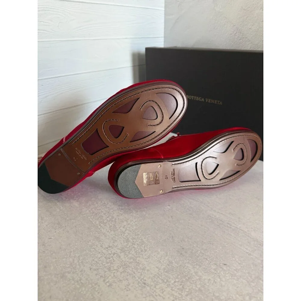 NIB Bottega Veneta Men's Velvet‎ Red Loafers Size 40 EU/ 7US